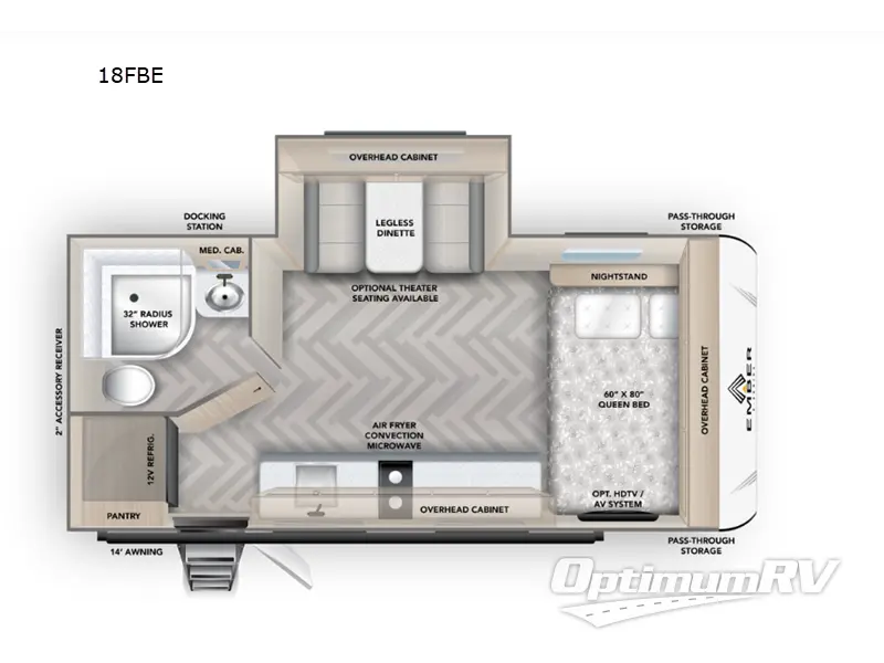 2025 Ember E-Series 18FBE RV Floorplan Photo