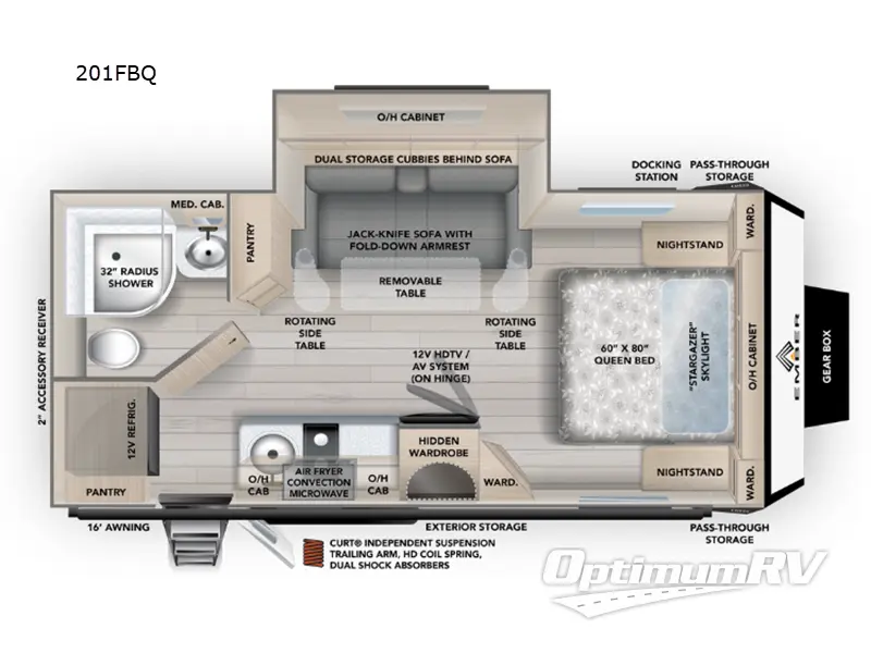 2025 Ember Overland Series 201FBQ RV Floorplan Photo