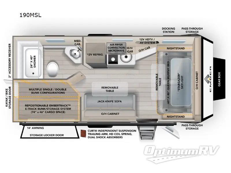 2025 Ember Overland Series 190MSL RV Floorplan Photo