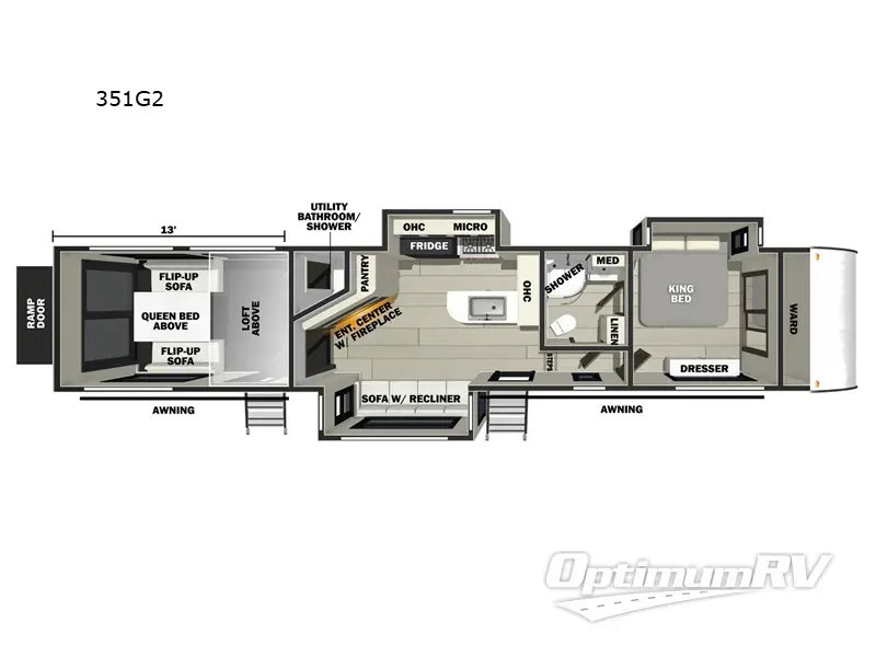 2025 Forest River Vengeance Rogue Armored 351G2 Floorplan Photo