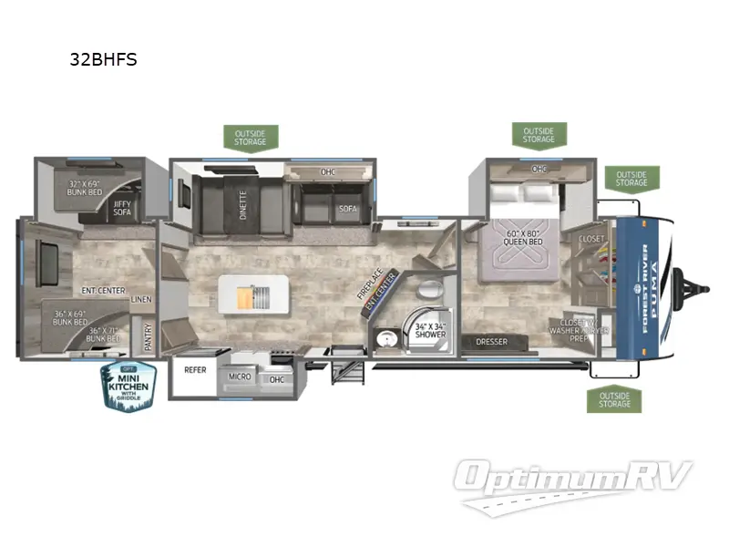 2025 Palomino Puma 32BHFS RV Floorplan Photo