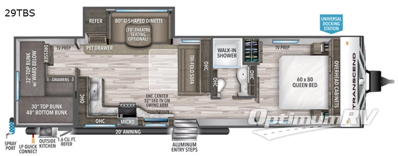 2020 Grand Design Transcend 29TBS RV Floorplan Photo