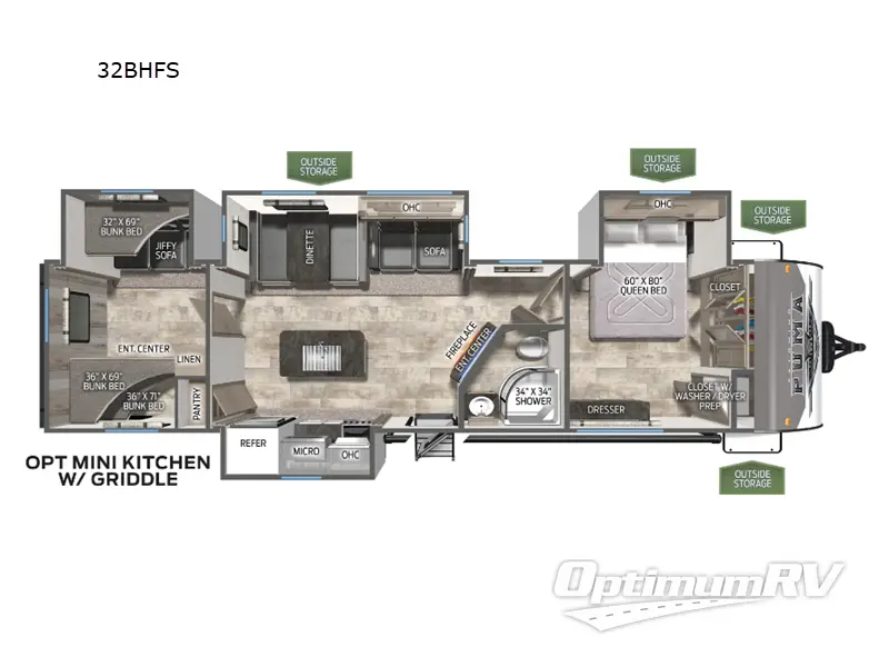 2025 Palomino Puma 32BHFS RV Floorplan Photo