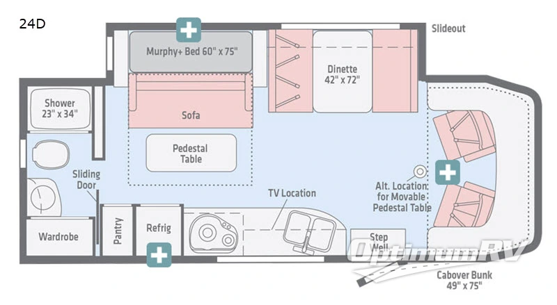 2018 Winnebago Navion 24D RV Floorplan Photo