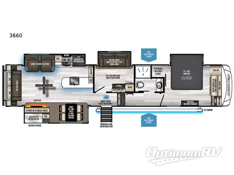 2022 Forest River Cherokee Arctic Wolf Suite 3660 RV Floorplan Photo