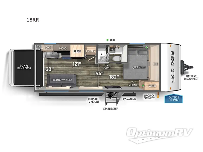 2024 Forest River Cherokee Grey Wolf 18RR RV Floorplan Photo