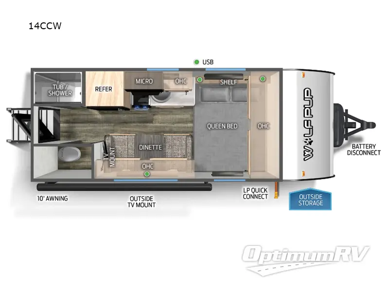 2025 Forest River Cherokee Wolf Pup 14CCW RV Floorplan Photo