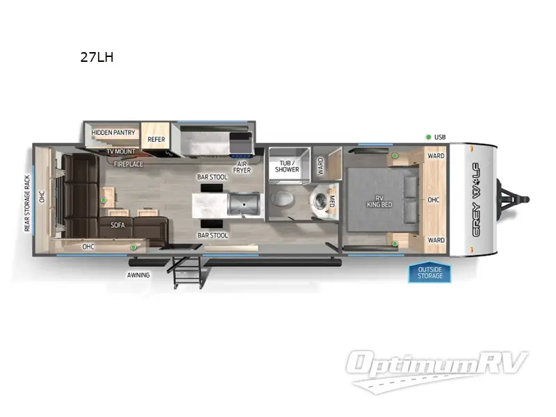 2025 Forest River Cherokee Grey Wolf 27LH Floorplan Photo
