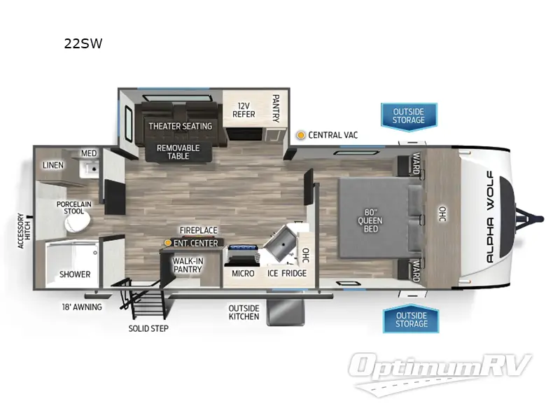 2025 Forest River Cherokee Alpha Wolf 22SW RV Floorplan Photo