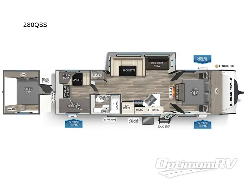 2025 Forest River Cherokee Alpha Wolf 280QBS RV Floorplan Photo