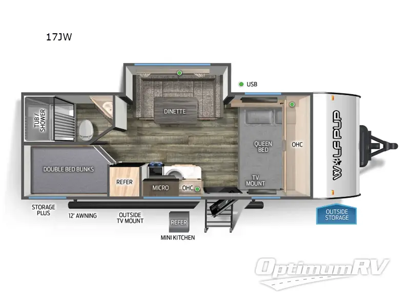 2025 Forest River Cherokee Wolf Pup 17JW RV Floorplan Photo