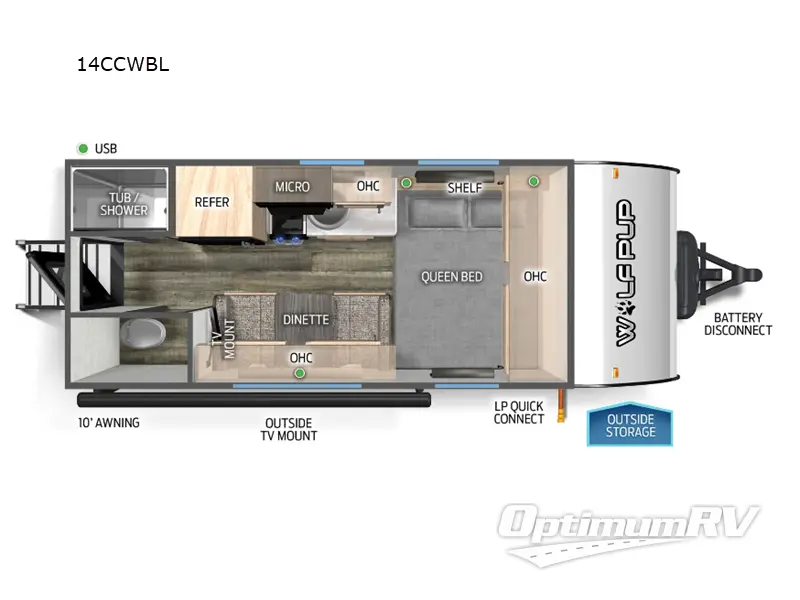 2024 Forest River Cherokee Wolf Pup Black Label 14CCWBL RV Floorplan Photo