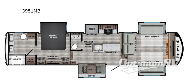 2020 Redwood Redwood 3951MB RV Floorplan Photo