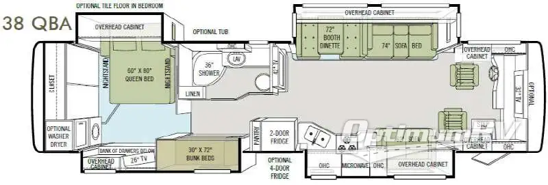 2011 Tiffin Allegro RED 38 QBA RV Floorplan Photo