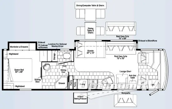 2007 Winnebago Journey 36 G RV Floorplan Photo