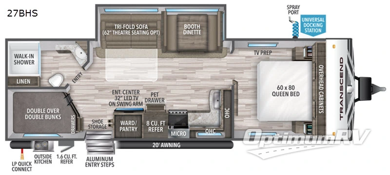 2020 Grand Design Transcend 27BHS RV Floorplan Photo