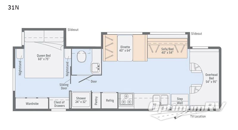 2019 Winnebago Outlook 31N RV Floorplan Photo