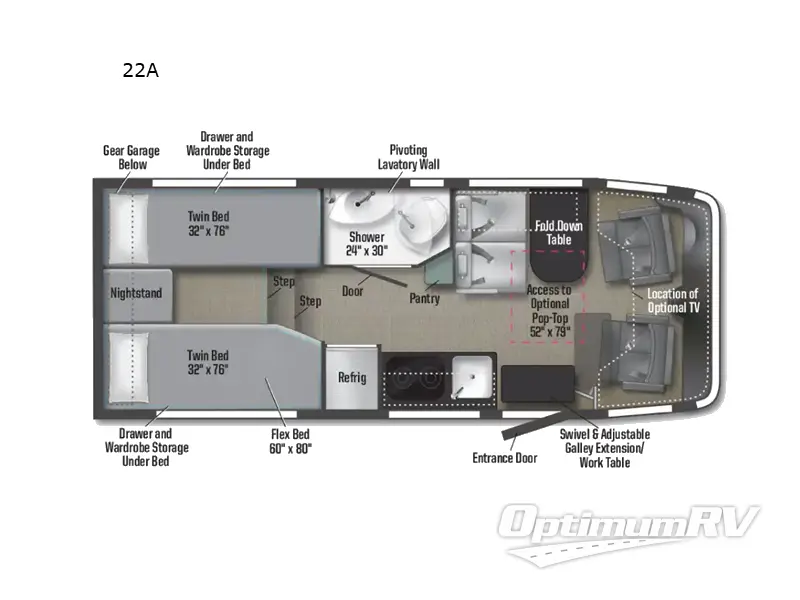 2024 Winnebago Ekko 22A RV Floorplan Photo