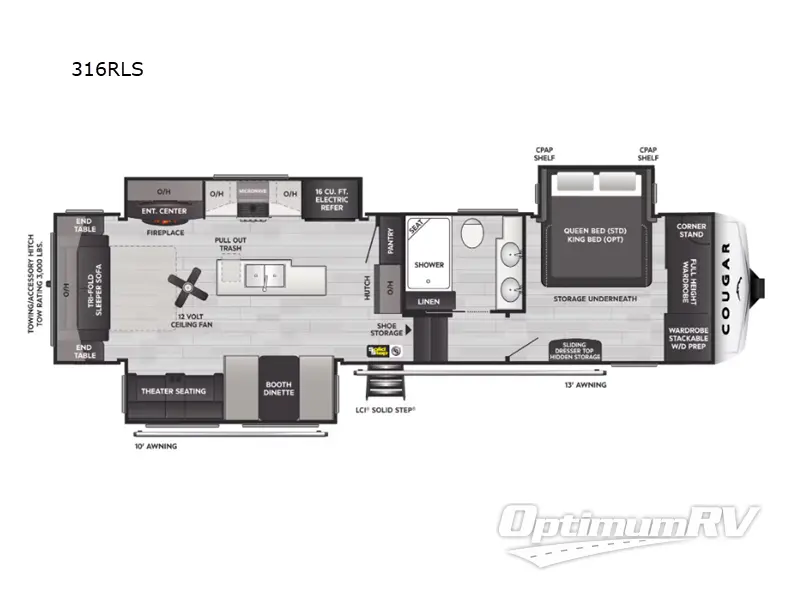 2024 Keystone Cougar Midnight 316RLS RV Floorplan Photo