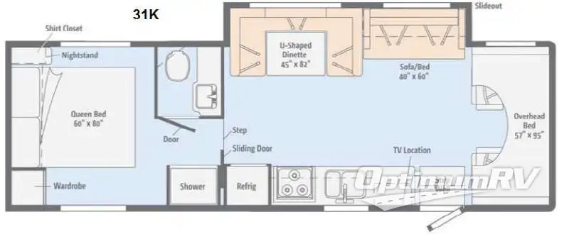 2014 Winnebago Minnie Winnie 31K RV Floorplan Photo