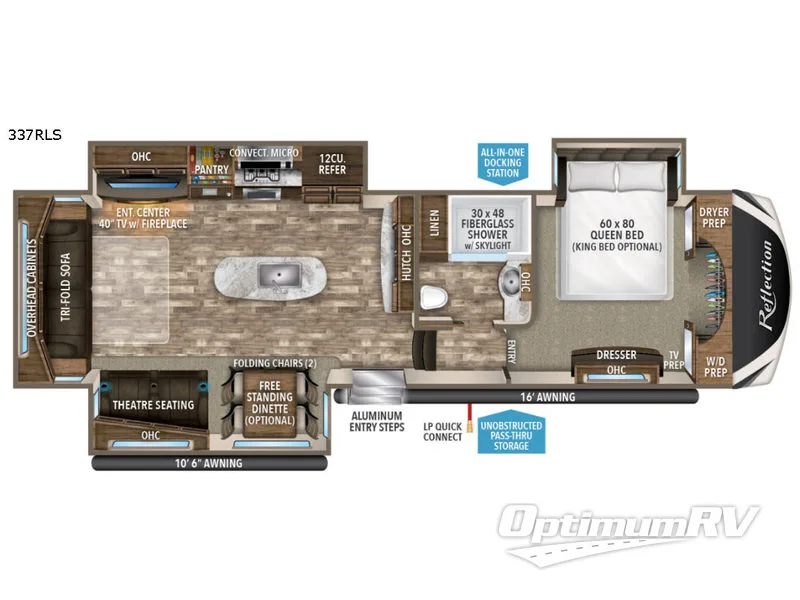 2018 Grand Design Reflection 337RLS RV Floorplan Photo