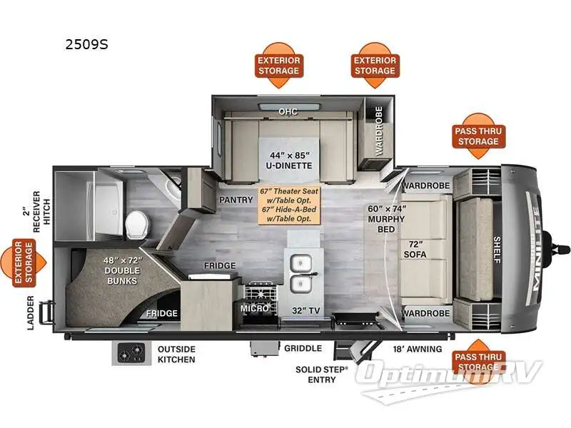 2023 Forest River Rockwood Mini Lite 2509S RV Floorplan Photo