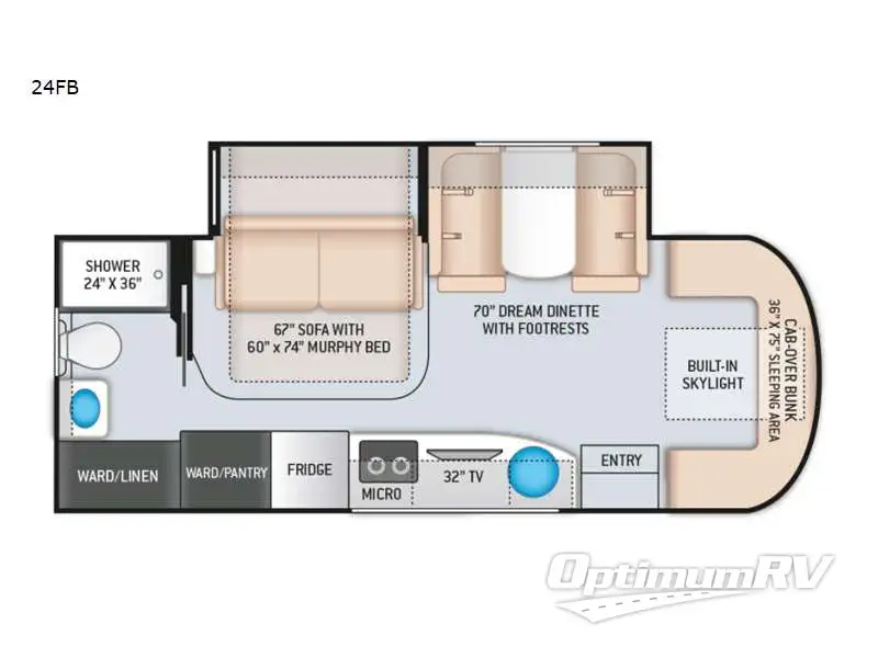 2022 Thor Tiburon Sprinter 24FB RV Floorplan Photo