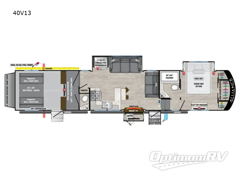 2022 Alliance Valor 40V13 RV Floorplan Photo