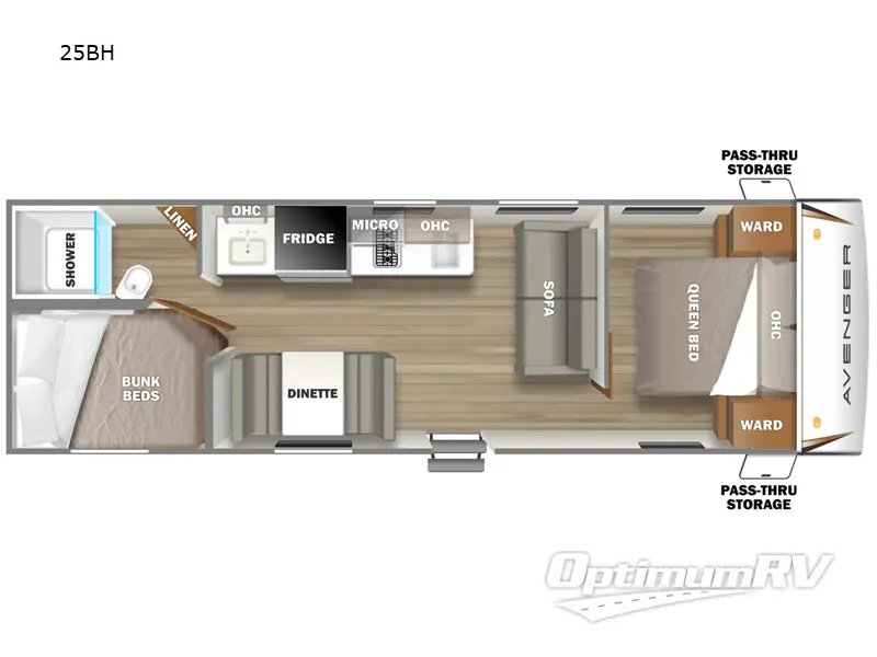 2024 Prime Time Avenger LT 25BH RV Floorplan Photo