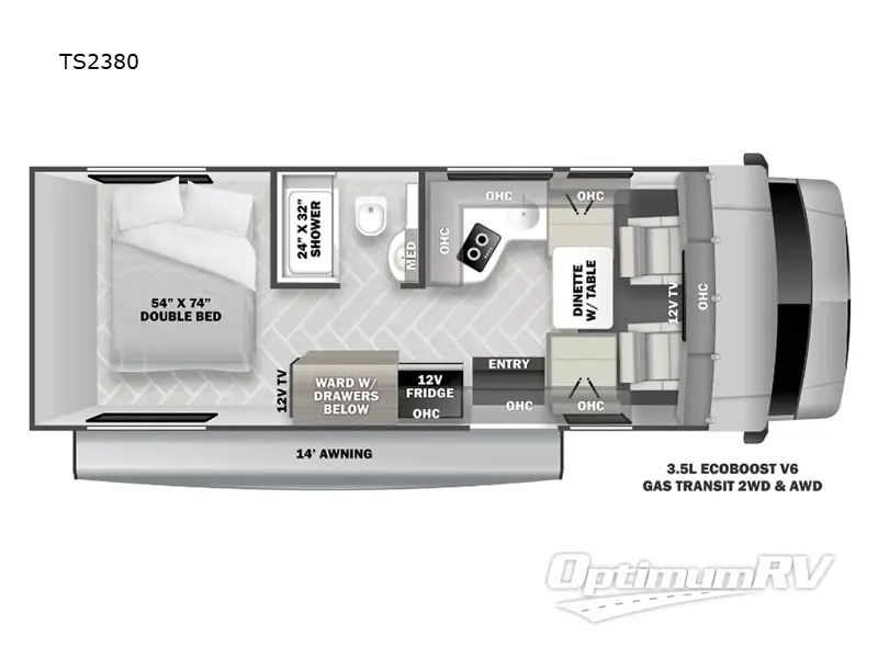 2024 Forest River Sunseeker TS TS2380 RV Floorplan Photo