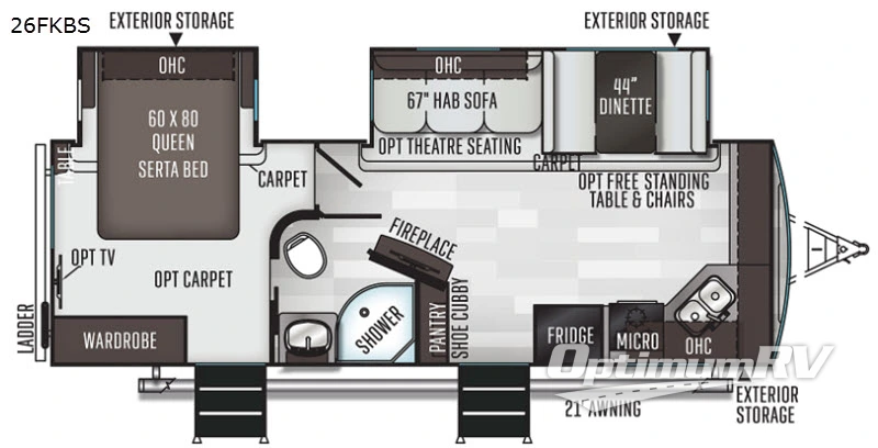 2020 Forest River Flagstaff Super Lite 26FKBS RV Floorplan Photo