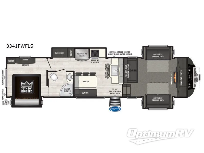 2019 Keystone Sprinter 3341FWFLS RV Floorplan Photo