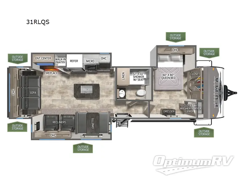 2025 Palomino Puma 31RLQS RV Floorplan Photo