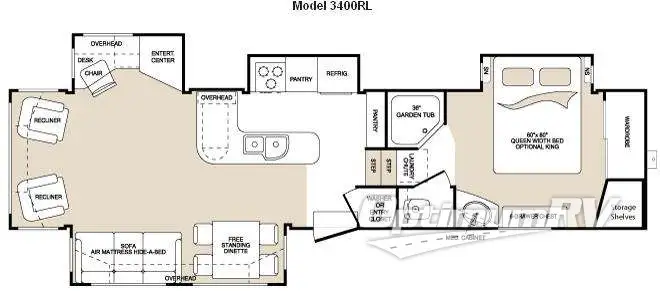 2009 Keystone Montana 3400 RL RV Floorplan Photo