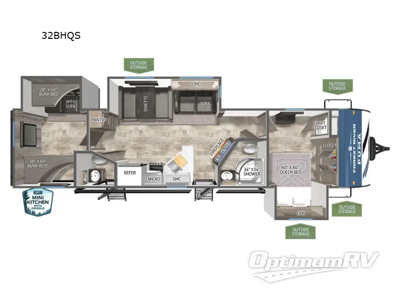 2025 Palomino Puma 32BHQS RV Floorplan Photo