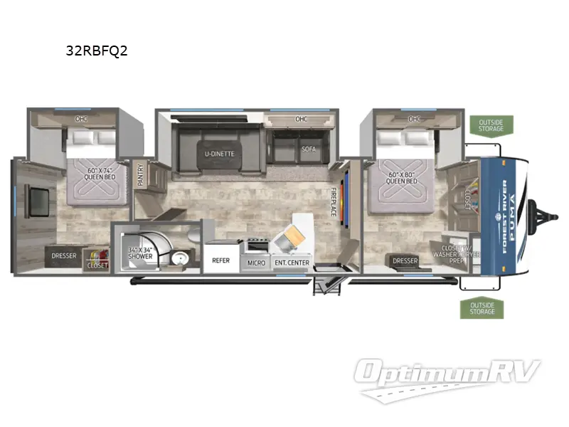 2025 Palomino Puma 32RBFQ2 RV Floorplan Photo