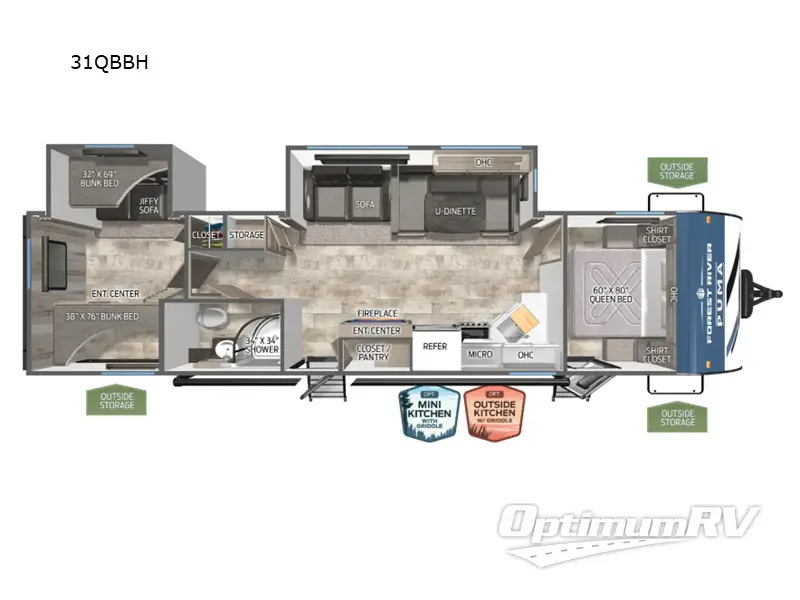 2025 Palomino Puma 31QBBH RV Floorplan Photo