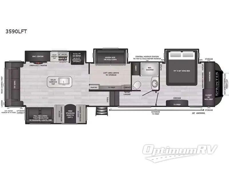 2022 Keystone Sprinter Limited 3590LFT RV Floorplan Photo