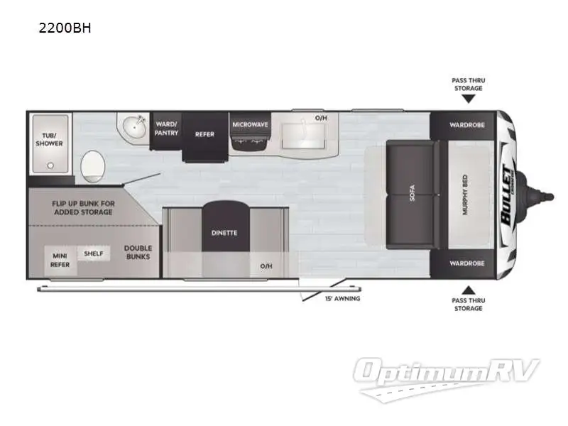 2021 Keystone Bullet Crossfire 2200BH RV Floorplan Photo