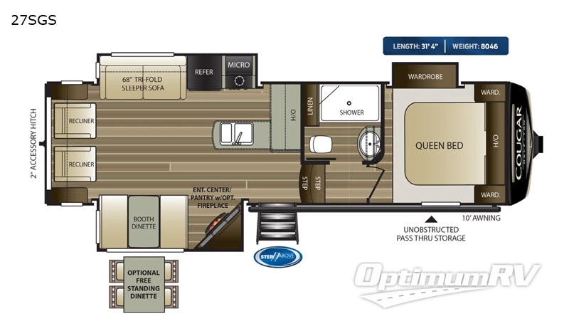 2020 Keystone Cougar Half-Ton 27SGS RV Floorplan Photo