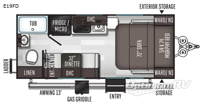 2020 Forest River Flagstaff E-Pro E19FD RV Floorplan Photo