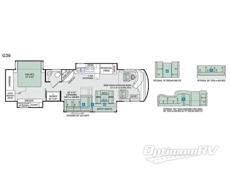 2018 Thor Venetian G36 RV Floorplan Photo