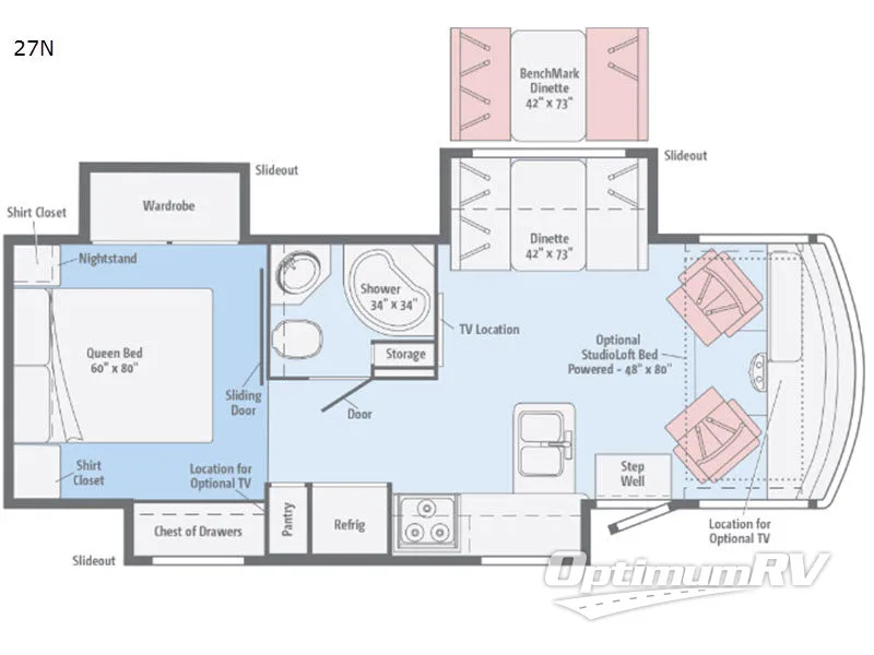 2017 Winnebago Vista LX 27N RV Floorplan Photo