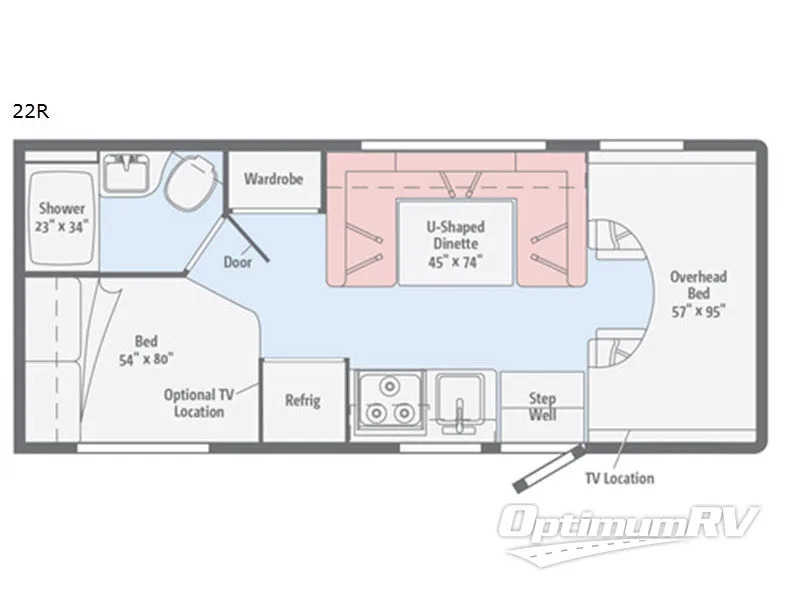 2018 Winnebago Minnie Winnie 22R RV Floorplan Photo