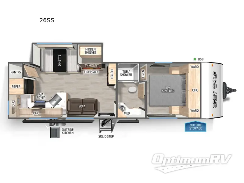 2025 Forest River Cherokee Grey Wolf 26SS RV Floorplan Photo