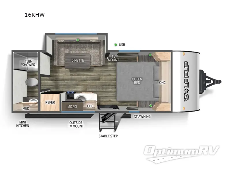 2025 Forest River Cherokee Wolf Pup 16KHW RV Floorplan Photo