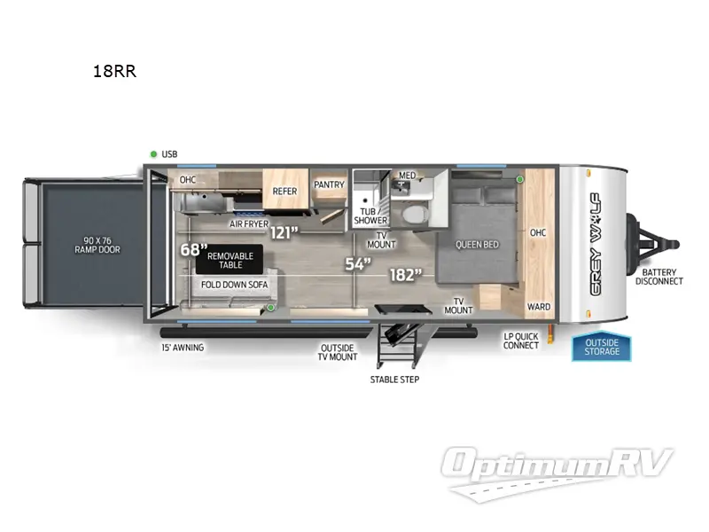 2025 Forest River Cherokee Grey Wolf 18RR RV Floorplan Photo