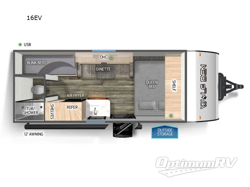 2025 Forest River Cherokee Wolf Den 16EV RV Floorplan Photo