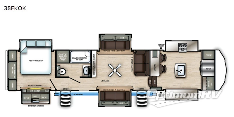 2020 Forest River Sandpiper 38FKOK RV Floorplan Photo