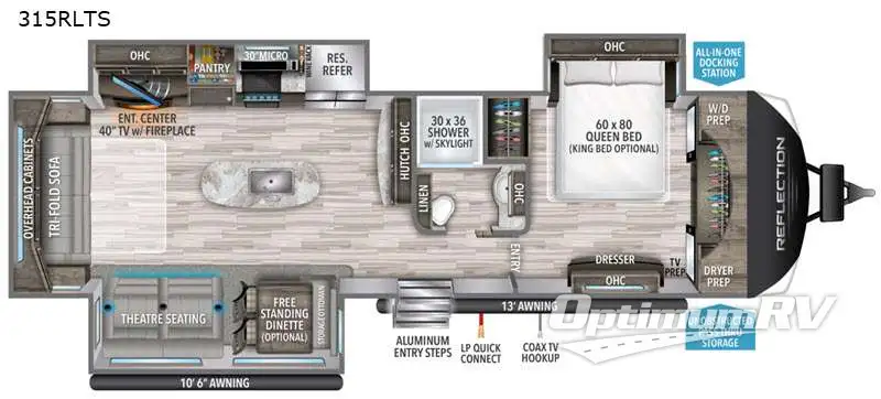 2021 Grand Design Reflection 315RLTS RV Floorplan Photo